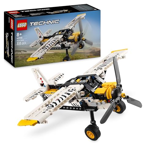 LEGO Technic Propellerflugzeug, Baubares Flugzeug Spielzeug für Kinder, Geschenk für Jungen und Mädchen ab 8 Jahren, Modellflugzeug mit drehendem Propeller und 4-Zylinderkolbenmotor 42198