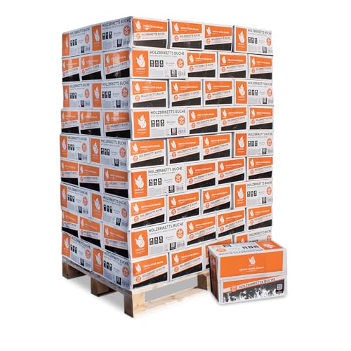 Holzbriketts Nestro M - Hartholzbriketts Palette 972 kg (81x12 kg) - Sauber verpackte Briketts für Kamine und Öfen in Wohnräumen - Geruchs-, Rauch- & rußarme Verbrennung