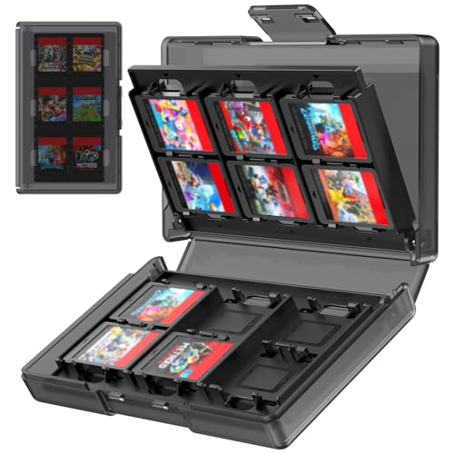 TRANSNOVO Spiele Aufbewahrung Game Card Aufbewahrungsbox Hülle für Nintendo Switch 2/Switch/Switch Lite/OLED, Spielkartenhalter Zubehör mit 24 Steckplätzen, Leichte und Tragbare Schwarz Spielkartenbox