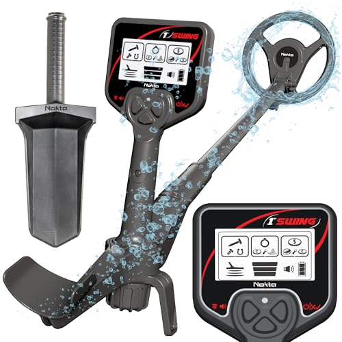 Metal Detector for Adults Professional, NOKTA 1st Swing Waterproof Metal Detector, 7 Inch (18cm) Search Coil, LCD Display, Pinpoint Button, Lightweight and Easy to Use, Free Digger