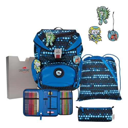 DerDieDas ErgoFlex Exklusiv Superflash Schulranzenset 5-teilig Blue Robot