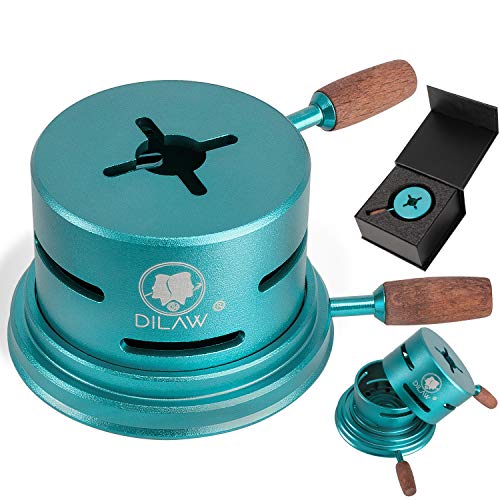 DILAW® Shisha Smokebox UNO | Aluminium HMD Heat Management mit nur 1 Kohle | Kaminaufsatz für Phunnel & Shishakopf | Kohleaufsatz Tabakkopf | Hitzemanagement für beinahe jeden Kopf | Türkis