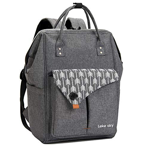 Lekesky Rucksack Damen Schultasche mit Laptopfach & Anti Diebstahl Tasche, 15.6 Zoll Laptoprucksack (Grau)