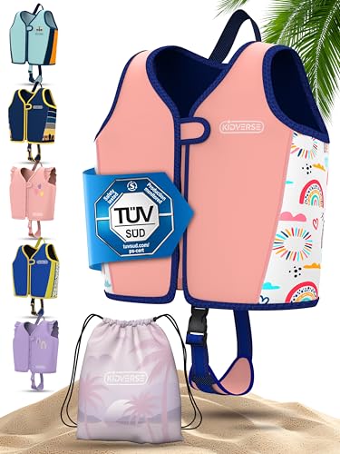 KIDVERSE Schwimmweste Kinder 2-3 Jahre - TÜV geprüfte Schwimmhilfe mit Bauchumfang bis 56cm - Schwimmhilfe Kinder 2-3 Jahre - Kinderschwimmweste zum Schwimmen Lernen - Komfort Schwimmweste Kind