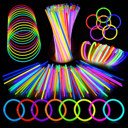 UooEA Knicklichter Party Set für Kinder – 100 Leuchtstäbe mit 100 Verbindern , Neon Party Deko für Halloween, Weihnachten, Festival & Hochzeit , Mitgebsel & Gastgeschenke für Kindergeburtstag