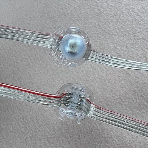 FLUXGOONE 50 Pixel/Strang DC5V-Eingang SK9822/APA102C 20 mm LED-Pixelmodul; komplett durchsichtiges Kabel; P68-zertifiziert; RGB-adressierbare Vollfarbe(50ct 220mm spacing)