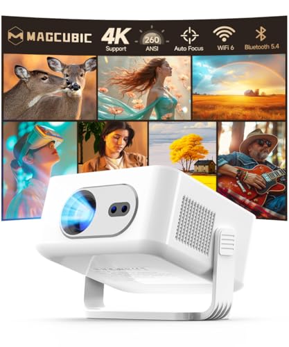 Magcubic Beamer, HY300max Mini Beamer 4K & 8K mit Dualband WiFi 6 BT 5.4, 260 ANSI unterstützt Autofokus und Trapezkorrektur geeignet für Heimkino projektor