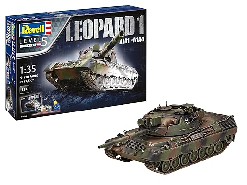 Revell Modellbausatz I Geschenkset Leopard 1 A1A1-A1A4 I Detailreicher Panzer Bausatz I 233 Teile I Maßstab 1:35 I für Kinder und Erwachsene ab 12 Jahren