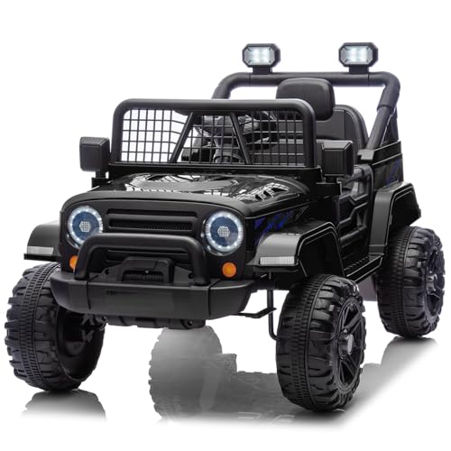 LALAHO Elektroauto für Kinder 12V Elektrofahrzeuge für Kinder mit 2,4 Ghz Fernbedienung (Schwarz 1)