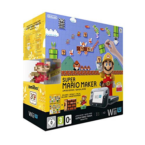 Nintendo Wii U Premium Pack schwarz, 32GB inkl. Super Mario Maker + Artbook + Amiibo