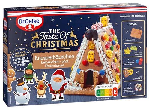 Dr. Oetker Knusper-Häuschen, Lebkuchenhaus und Dekorierset zum Basteln und Verzieren für die Weihnachtszeit- 1 x 403 g