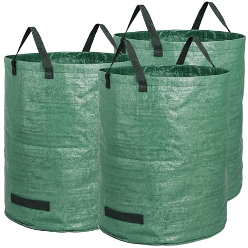 BigDean Gartensack 3X 272l Gartensack Laubsack Gartenabfallsack stabil - Gartensäcke für Gartenabfälle - Laubsäcke Rasenschnitt - Grünschnittsäcke faltbar, groß, robust aus Polypropylen-Gewebe 150GSM
