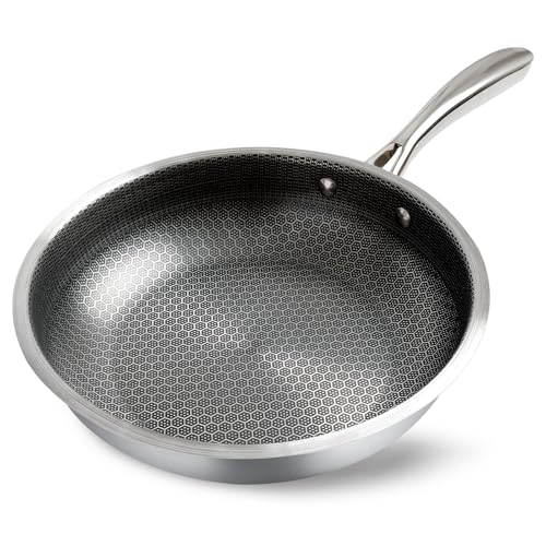 zenlavia Universelle Bratpfanne Pfanne 24CM– Alle Herdarten (Induktion/Gas/Keramik) & Backofen geeignet – Edelstahl + kratzfeste Waben-Antihaft, PFAS-frei, spülmaschinenfest (24)