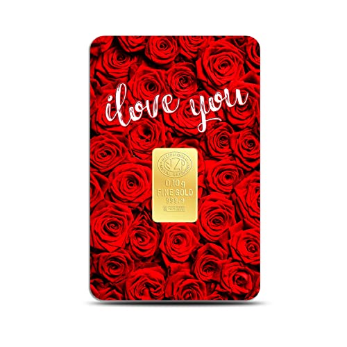 Goldbarren 0.1 Gramm Top - Geschenk Feingehalt 999,9 Goldbarren 0,10g. (I Love You)