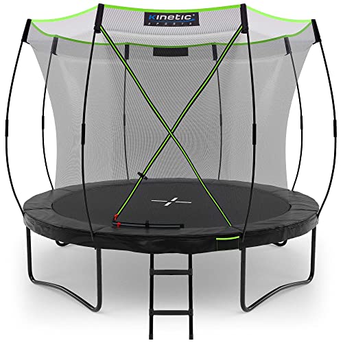 KINETIC SPORTS Trampolin Outdoor 'Ultimate Pro' Ø 244/305/366/427 cm – Kindertrampolin mit Leiter, Fieberglas-Netz, Gartentrampolin im Kürbis-Design, bis zu 160 kg