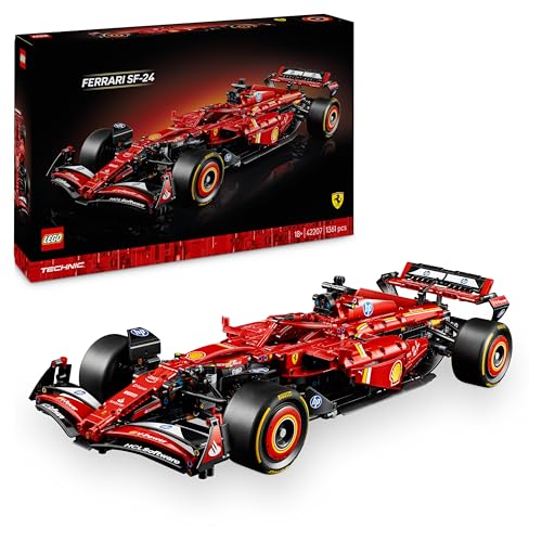 LEGO Technic Ferrari SF-24 F1 Rennauto - Modellauto für Erwachsene - Formel 1 Set zum Sammeln - V6-Motor, Getriebe, Lenkung und DRS im Maßstab 1:8 - Geschenk für Fans von Motorsport & Rennwagen 42207