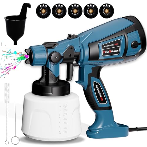 Farbsprühsystem, 800W HVLP Farbsprühpistole mit 5 Düsen und 3 Muster Farbsprühgerät, 1400ml Verstellbarem Farbfluss Lackierpistole Elektrisch für Zäune, Schränke, Wände, Decken, Möbel