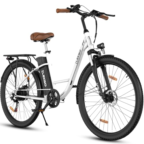 ELEKGO E-Bike 28-Zoll-Elektrofahrrad, 7-Gang-Damenfahrrad, E Bike für die Stadt, LCD-Display, mit Vorderradgabel-Federung, City Ebike für Herren und Damen