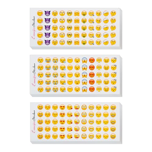 Oykrueats 24 Blatt bunte Emoji-Aufkleber, 1 cm, rund, Cartoon-Emoji-Aufkleber für Notizbuch, DIY, Memes