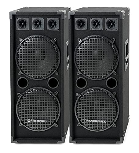 McGrey Paar DJ-2222 2-Etagen DJ PA Lautsprecher Box 2X 30cm (12“) Subwoofer 2000W (Passiv, 2-Wege System, Holzgehäuse)