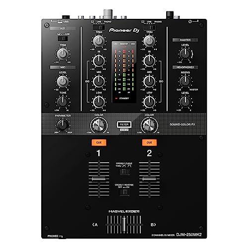 Pioneer DJ M-250MK2 2-Kanal 20 – 20.000 Hz schwarz Audio-Mixer – Audio-Mixer (2 Kanäle, 20 – 20.000 Hz, 94 dB, 48 kHz, 0,005%, 230 mm)