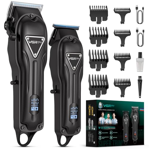Vgrpro Haarschneidemaschine, Schnurlose Haarschneider Herren und Trimmer Herren Set, Haarschneide set mit langer Akkulaufzeit, elektrischer Haartrimmer für die Familie,Barbier, Friseur(Black)