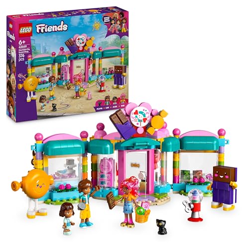 LEGO Friends Heartlake City Sweet Shop Toy - incl. 3 Mini Dolls, a Pet Cat Animal Figure & Toy Food Accessories - Birthday Gift for 6+ Year Old Girls - 42649