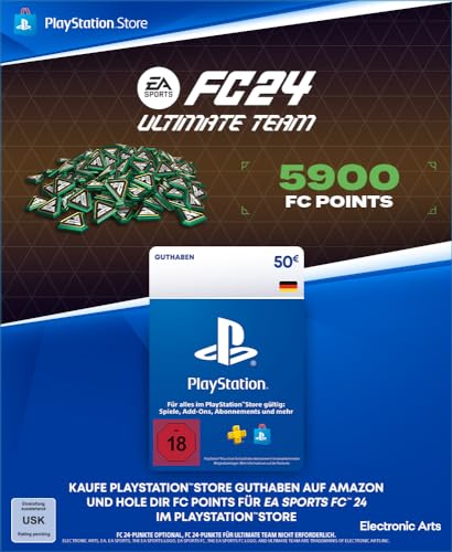 50€ PlayStation Store Guthaben für EA SPORTS FC 24 Ultimate Team 5900 FC Points Deutsches PSN Konto