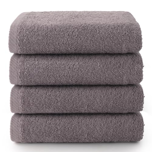 Top Towel - Plus - Badetücher - 4 Gesichts- oder Bidethandtücher - 30x50 cm - 100 % Baumwolle - Grau
