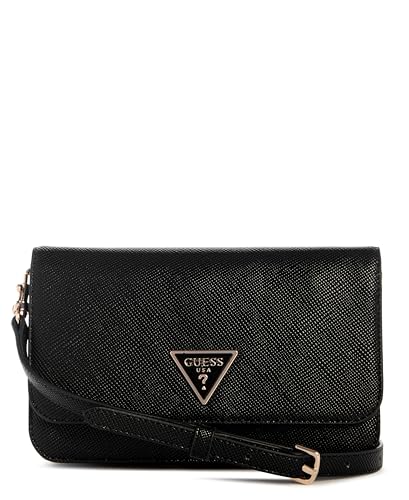 GUESS Damen Noelle Ii Crossbody Flap Organizer Umhängetasche, Schwarz