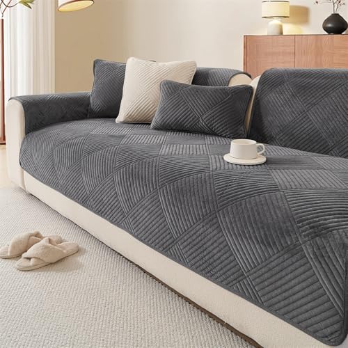 LINGKY Samt Sofabezug Ecksofa l Form Sofa Überzug Couchbezug Sofa/Couch Wurfdecke Eckcouch 3/2/1 Sitzer Sofaschutz Sofaüberwurfe Sofaschoner Sofabezüge rutschfest Hund Katze