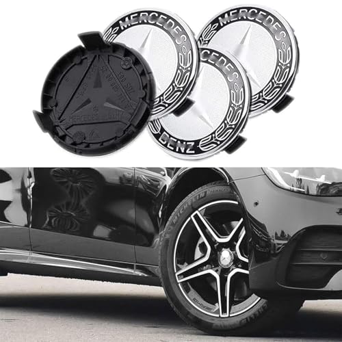 4 Stück Nabendeckel für Mercedes Benz 75mm - Radnabenkappen Felgendeckel Felgenkappen Radnabendeckel Wheel Caps Radnabenabdeckung