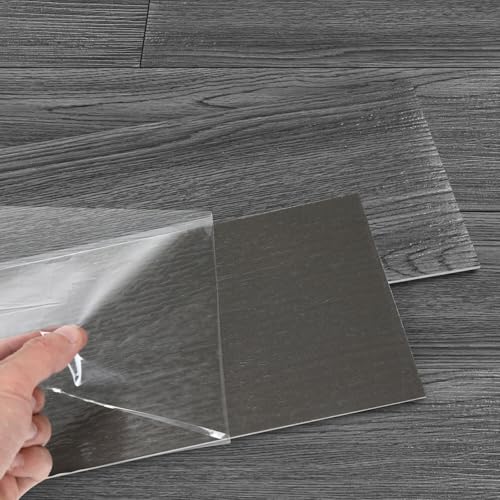 Peviasot PVC Bodenbelag Vinylboden Selbstklebend, 2.5m²/18 Stück Rutschfest Wasserfest, 91,44x15,24cm Dicke 2 mm Klebefliesen Boden Verschleißfest für Wohnzimmer Küche, Dunkelgrau