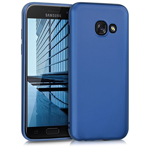 kwmobile Case kompatibel mit Samsung Galaxy A3 (2017) Hülle - Schutzhülle aus Silikon metallisch schimmernd - Handyhülle Metallic Blau