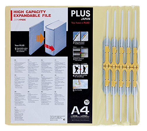 PLUS Japan, Zero Max Platzsparordner in Beige, 10er Pack (1x 10 Ordner)