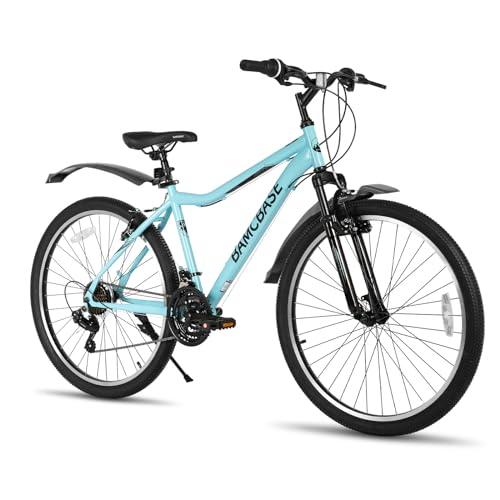 HH HILAND BAMCBASE 26 Zoll Damen Mountainbike, 21 Gang Stahlrahmen Fahrrad für Erwachsene, Herren MTB Fahrrad mit Federgabel, grün