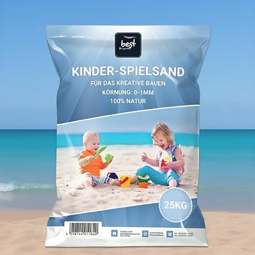 4myBaby GmbH - Spielsand 25kg | Quarz Sand für Sandkasten | Kinder Spielsand | Dekosand | Spielsand für Sandkasten | Keimfreier Spielsand | Gewaschener Feiner Quarzsand - für Sicheres Spielen