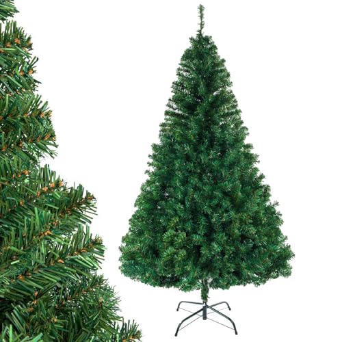 LALAHO Künstlicher Weihnachtsbaum 150 cm Grün - Weihnachtsbaum mit Metallständer, Naturgetreu, dichte Zweige, flammhemmendes PVC, Geeignet für Wohnungen, Büros, Geschäfte und Hotels