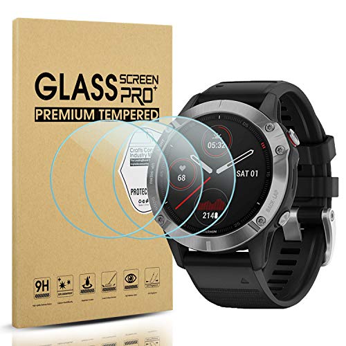 Diruite 4-Stück Displayschutzfolie für Garmin Fenix 6 Schutzfolie,HD Glas Displayschutz für Garmin Fenix 6/6 Pro / 6 Sapphire / 6 Pro Solar Intelligente Uhr[Anti-Kratzen][Anti-Öl]