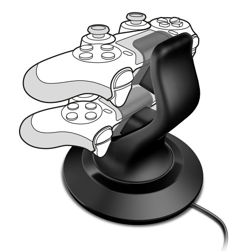 Speedlink TWINDOCK Charging System - Ladestation für 2 DUALSHOCK Controller PlayStation 4, aufladen PS4 Zubehör, mit 220V Netzteil, Ladegerät mit Halterung, schwarz
