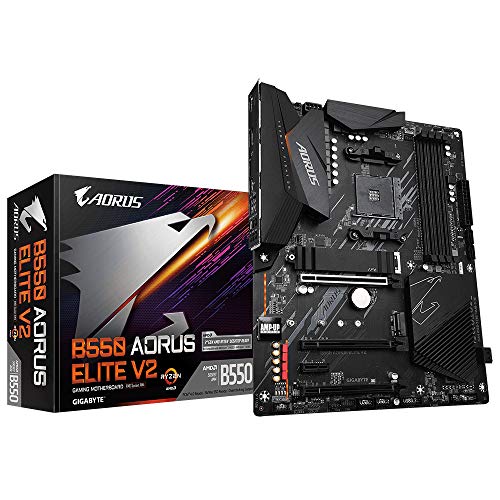 GIGABYTE B550 AORUS Elite V2 Mainboard – AMD Ryzen 5000 CPUs, 12+2 Phasen VRM, bis zu 4733 MHz DDR4, 1xPCIe 4.0 + 1xPCIe 3.0 M.2, 2.5GbE LAN, USB 3.2 Gen 2