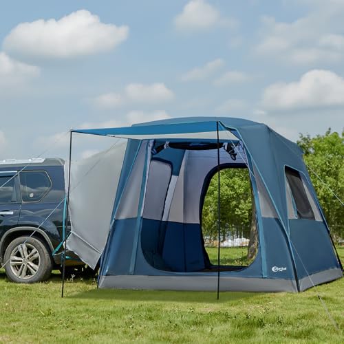 PORTAL Heckzelt 4-5 Personen 2 in 1 Auto Zelt mit Sonnensegel 305x245x220cm 2000mm wasserdicht Familienzelt Festivalzelt für Auto Reise Camping