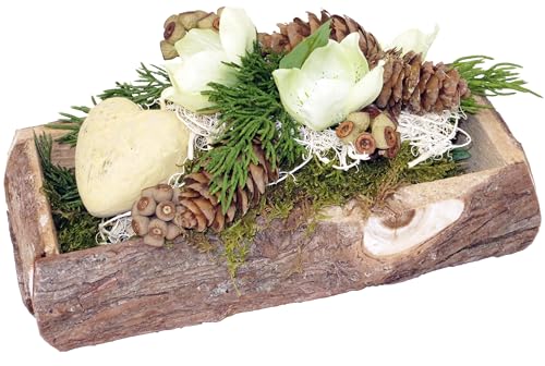 Grabschmuck Rindenjardiniere mit Keramikherz, wetterfest CreaFlor Home
