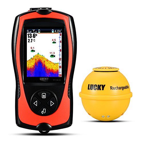 LUCKY Tragbarer Fischfinder Wandler Sonarsensor Wasser Tiefenmesser LCD Bildschirm Echolot Fischfinder zum Eisfischen Meeresangeln
