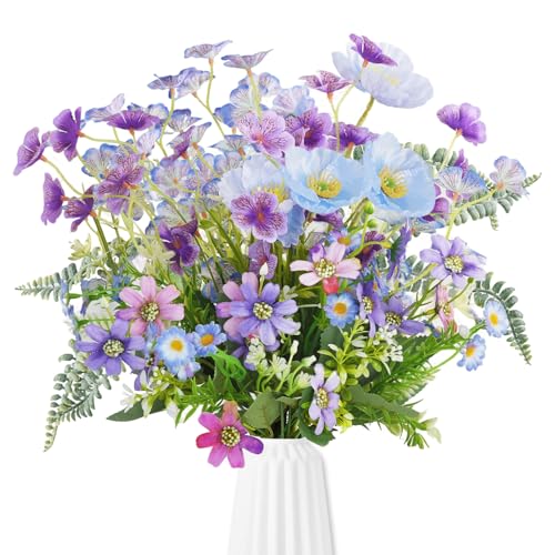 Joyblossom Kunstblumen wie Echt, Künstliche Blumen, Seidenblumen, Kunstblumen Frühling, Blumenstrauß Künstlich, Kunstblumenstrauß für Balkon, Garten, Hof, Fenster, Büro, Tisch, Küche, Heimdekoration