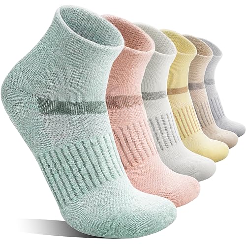 Merino Kurz Viertellänge Wandersocken, Sneaker Socken, Thermosocken Warme Wintersocken Wollsocken, Atmungsaktiv Laufsocken Sportsocken Trekkingsocken für Herren Damen 6 Paar(Mehrfarbig,M(36-42))