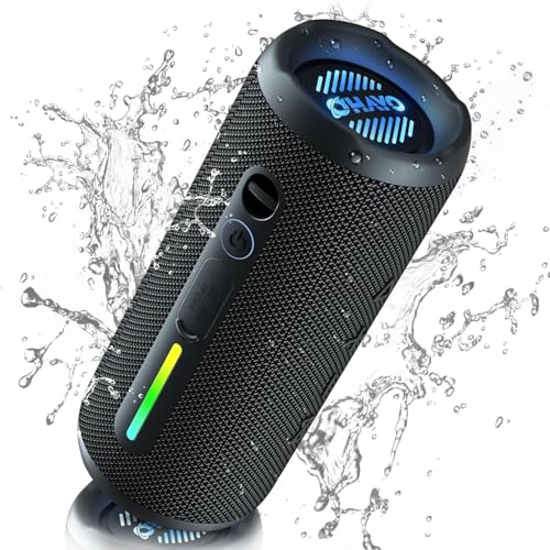 OHAYO Bluetooth Lautsprecher 24W Portable – Bluetooth 5.3 Box mit RGB Licht & Bass Boost, 30h Akku, IPX7 Wasserdicht, Freisprechen, Musikbox für Outdoor, Party, Strand, Garten