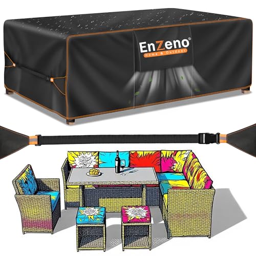 Enzeno Abdeckung Gartenmöbel Rechteckig 250x210x90cm, Wasserdicht Abdeckplane Gartenmöbel, Loungemöbel gartenmöbel Schutzhüllen, Schutzhülle für gartenmöbels Sofa, Rattanmöbel Möbelsets