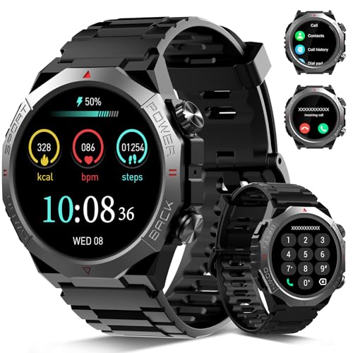 Militär Smartwatch Herren Damen, 1.39''HD Display Fitnessuhr für Outdoor, Herzfrequenz, Schlafmonitor, 110+ Sportmodi , IP68 Wasserdicht Sportuhr, 30 Tage Akkulaufzeit, Schrittzähler für Android iOS