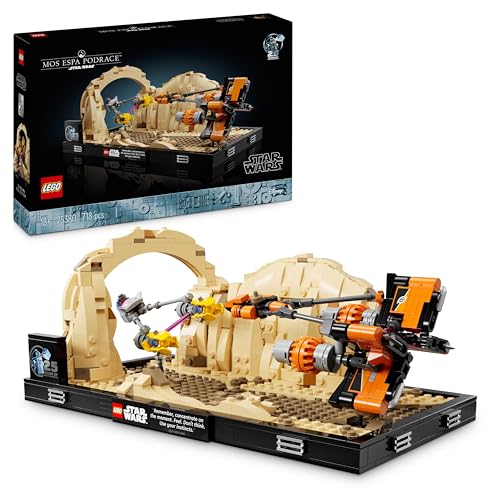 LEGO Star Wars Podrennen in Mos Espa – Diorama, Set für Erwachsene, Die dunkle Bedrohung Modellbausatz, enthält Anakin Skywalker's Podracer, Sammlerstück, Geschenke für Männer und Frauen 75380